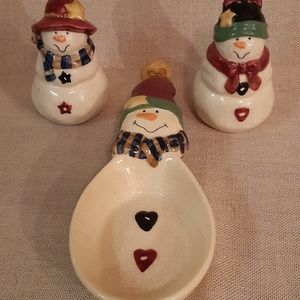 Vigor Snowman Salt & Pepper Shaker / Spoon Rest (Set of 3)